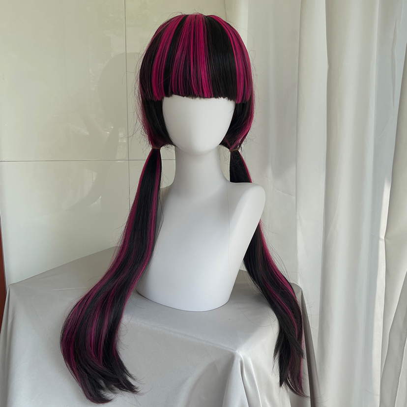高品質映画ドラキュラコスプレウィッグロングストレートブラック - Anime Cosplay Long Black Hair のレビューと価格